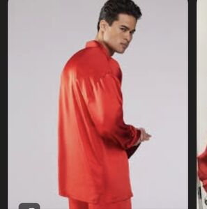 Savage X Fenty Red Rebel Cherub Satin Sleep Shirt